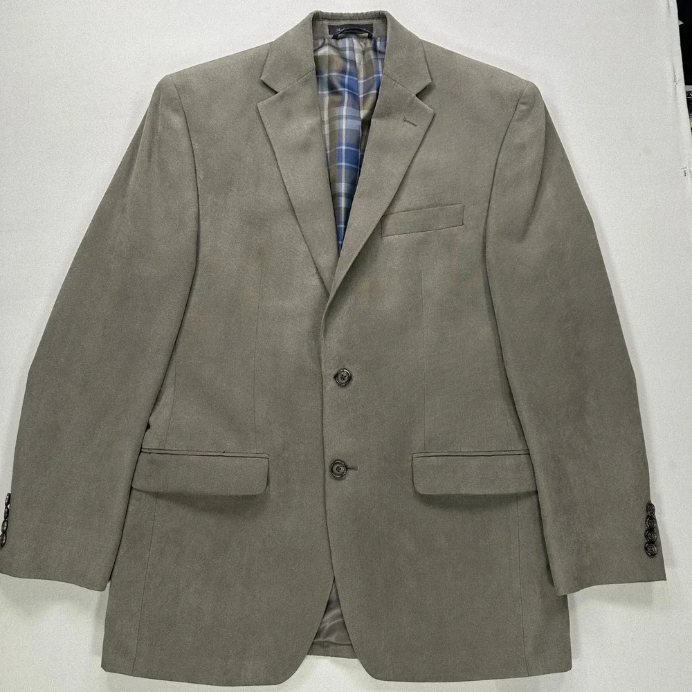 Lauren Ralph Lauren Blazer Mens 38R Faux Suede Sport Coat Taupe 2 Button